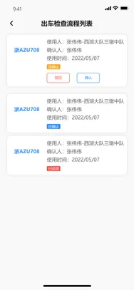 出车检查流程列表